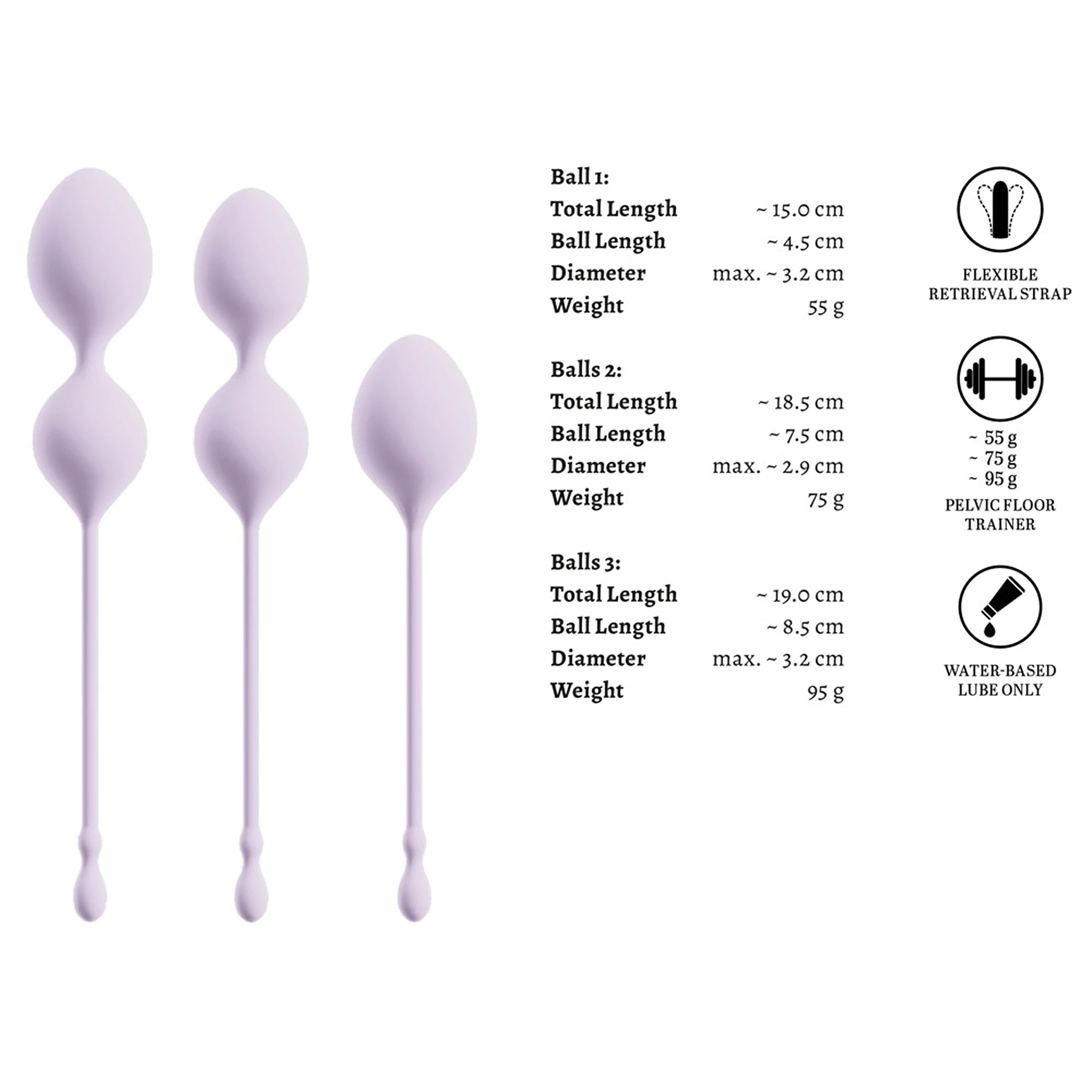 Kit de Bolas de Ben Wa em Silicone ELORIN Love Ball (3 Unidades)