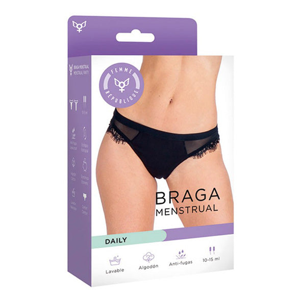 CUECA MENSTRUAL C/RENDA PRETA DAILY