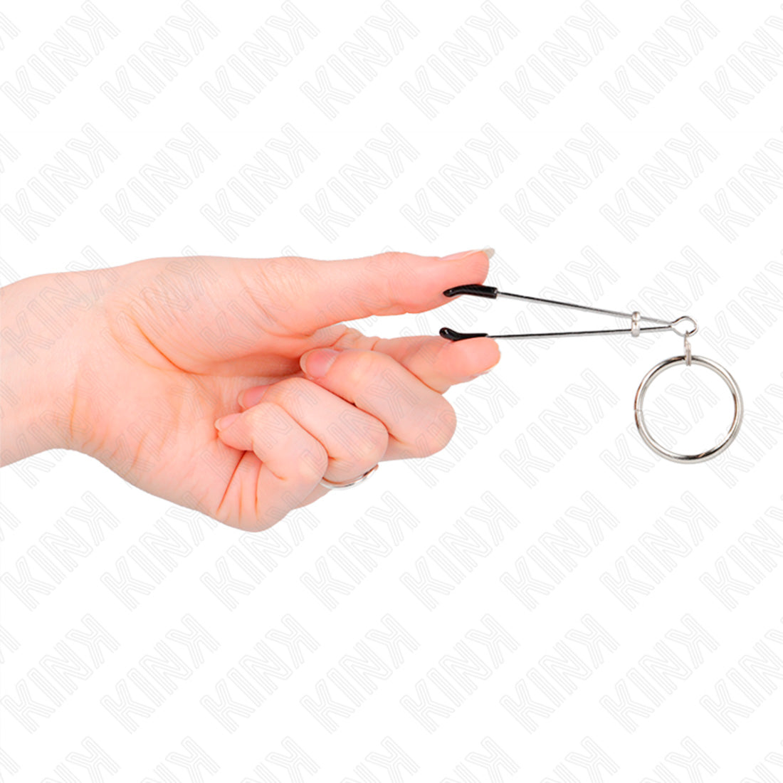 Pinças Para Mamilos Finas Com Anel Prateado 7 cm