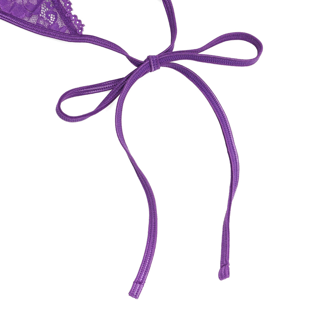 Body em Renda Roxo Aberto na Virilha - XL