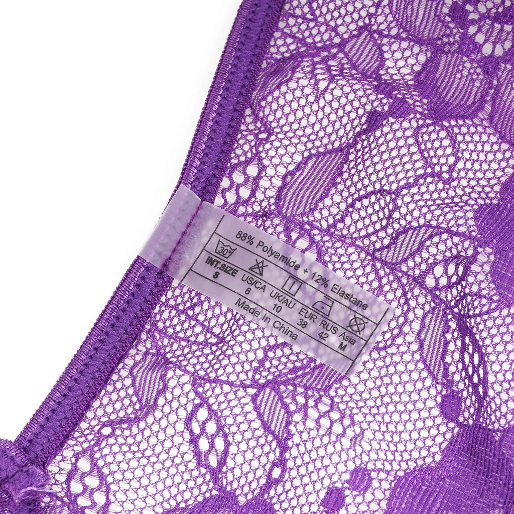Body em Renda Roxo Aberto na Virilha - XL