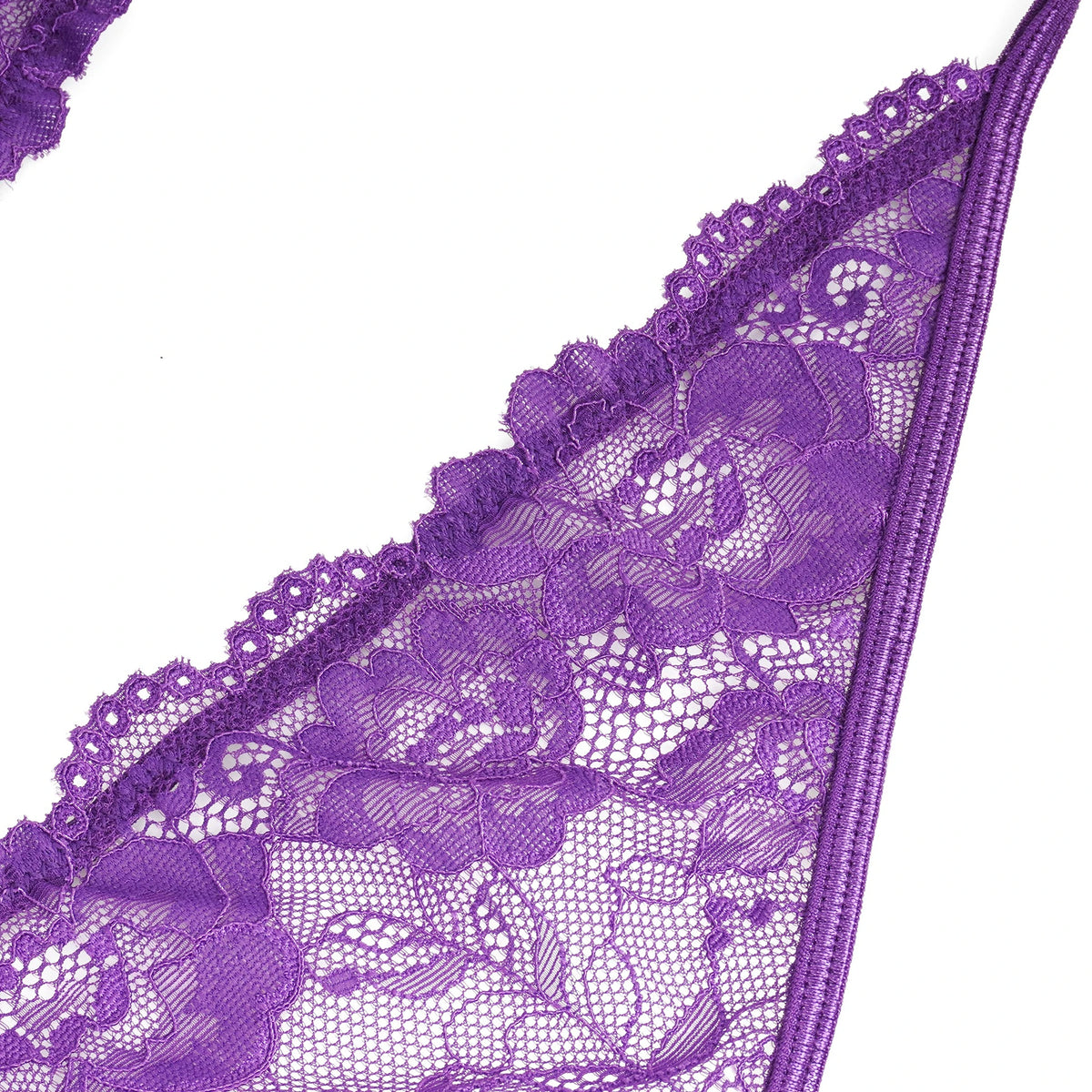 Body em Renda Roxo Aberto na Virilha - XL