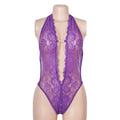 Body em Renda Roxo Aberto na Virilha - XL