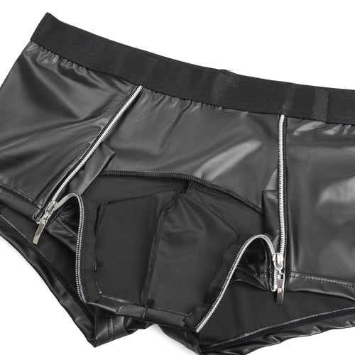 Bóxer Masculino Efecto Piel Negro con Cremallera - L