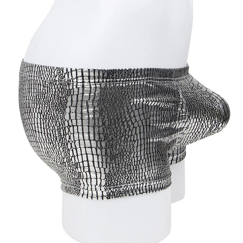 Bóxer Masculino Plateado Efecto Piel de Serpiente - L
