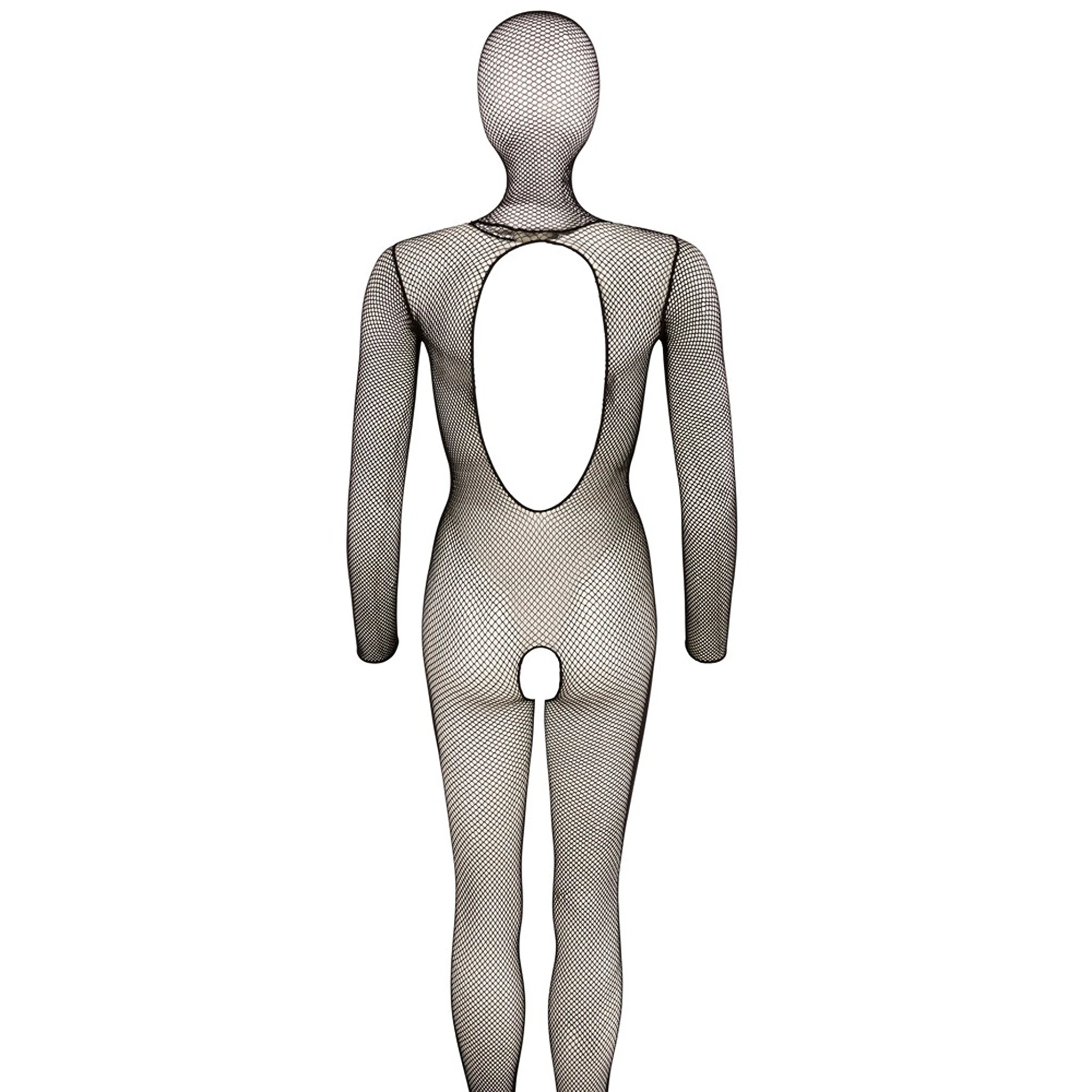 Catsuit de Rede com Capuz Integrado e Abertura Íntima S-L