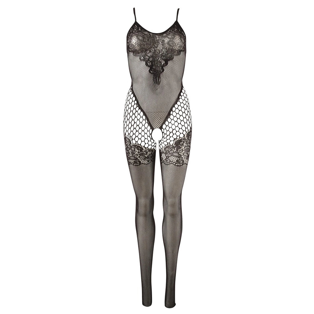 Catsuit de Rede com Ligas e Efeito Renda S-L
