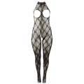 Catsuit de Renda Aberto com Gola Halterneck S-L
