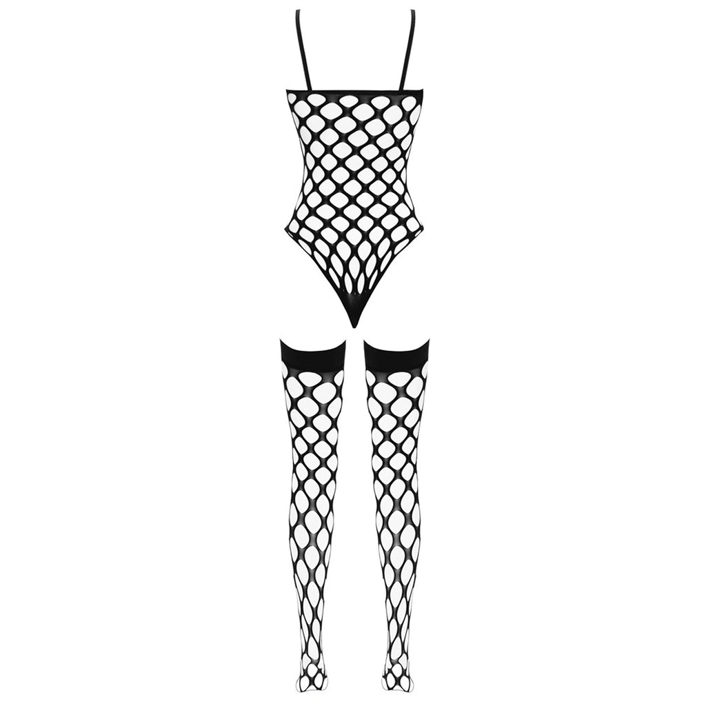 Conjunto de Body de Rede Larga e Meias de Liga S-L
