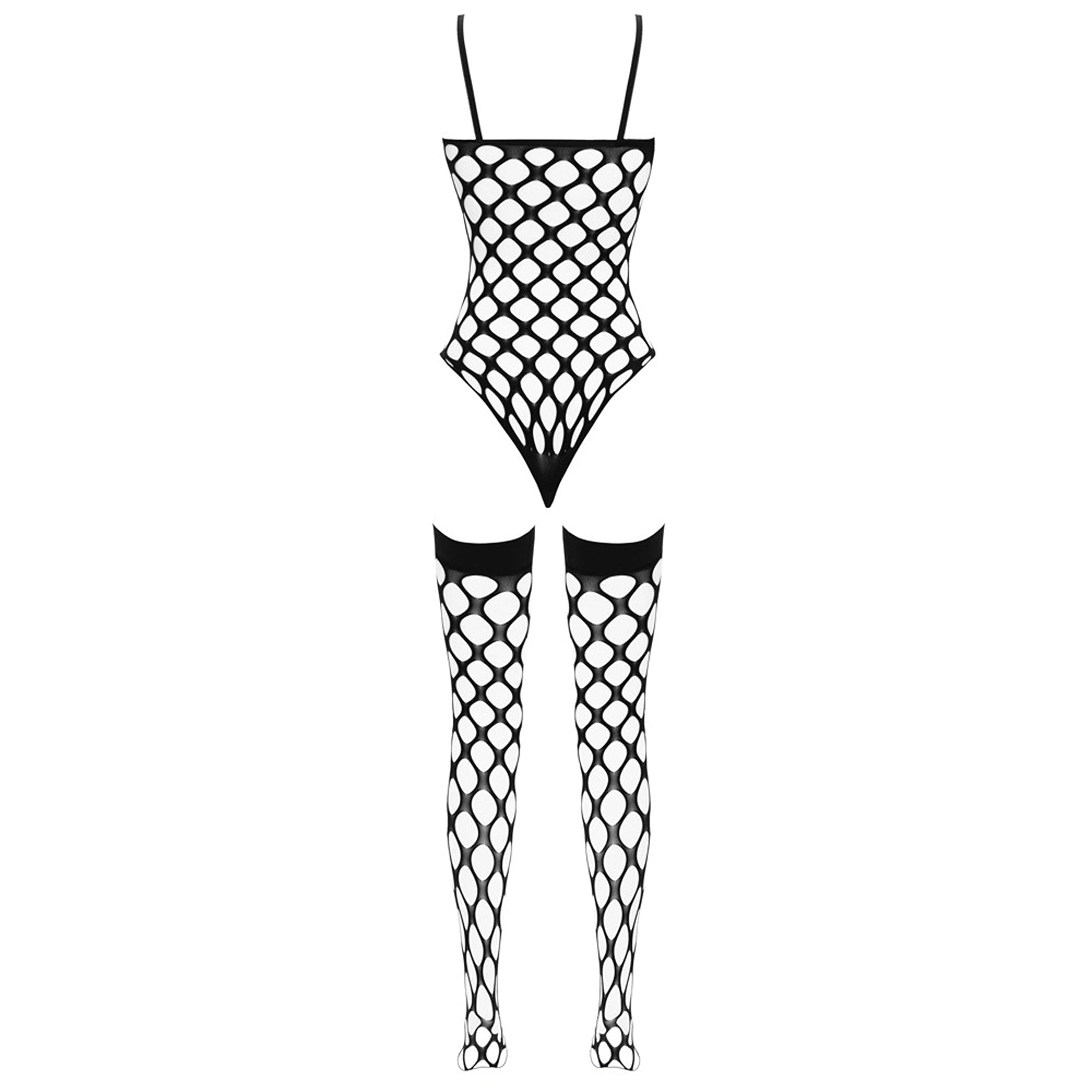 Conjunto de Body de Rede Larga e Meias de Liga S-L