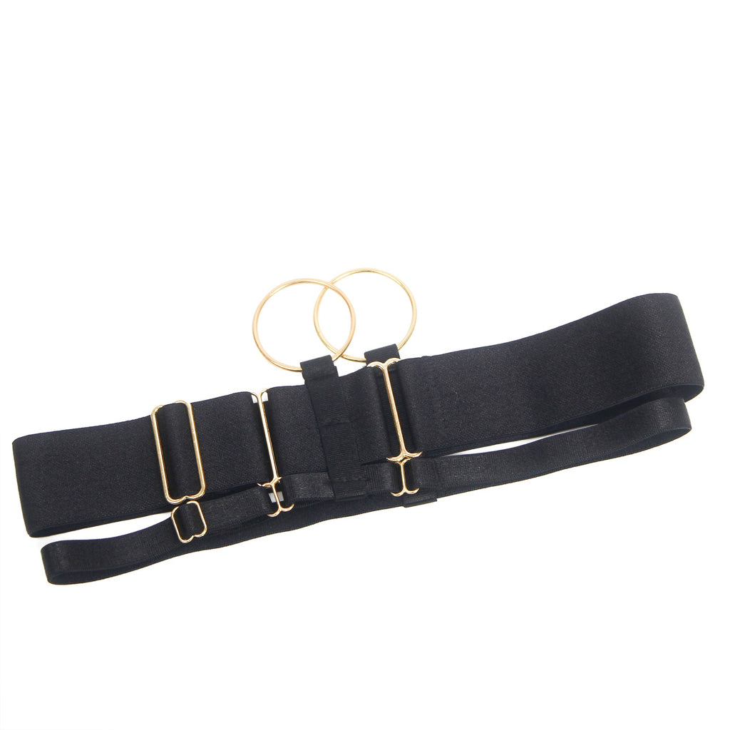 Conjunto de Lingerie Preto em Renda com Ligas - Tamanho M