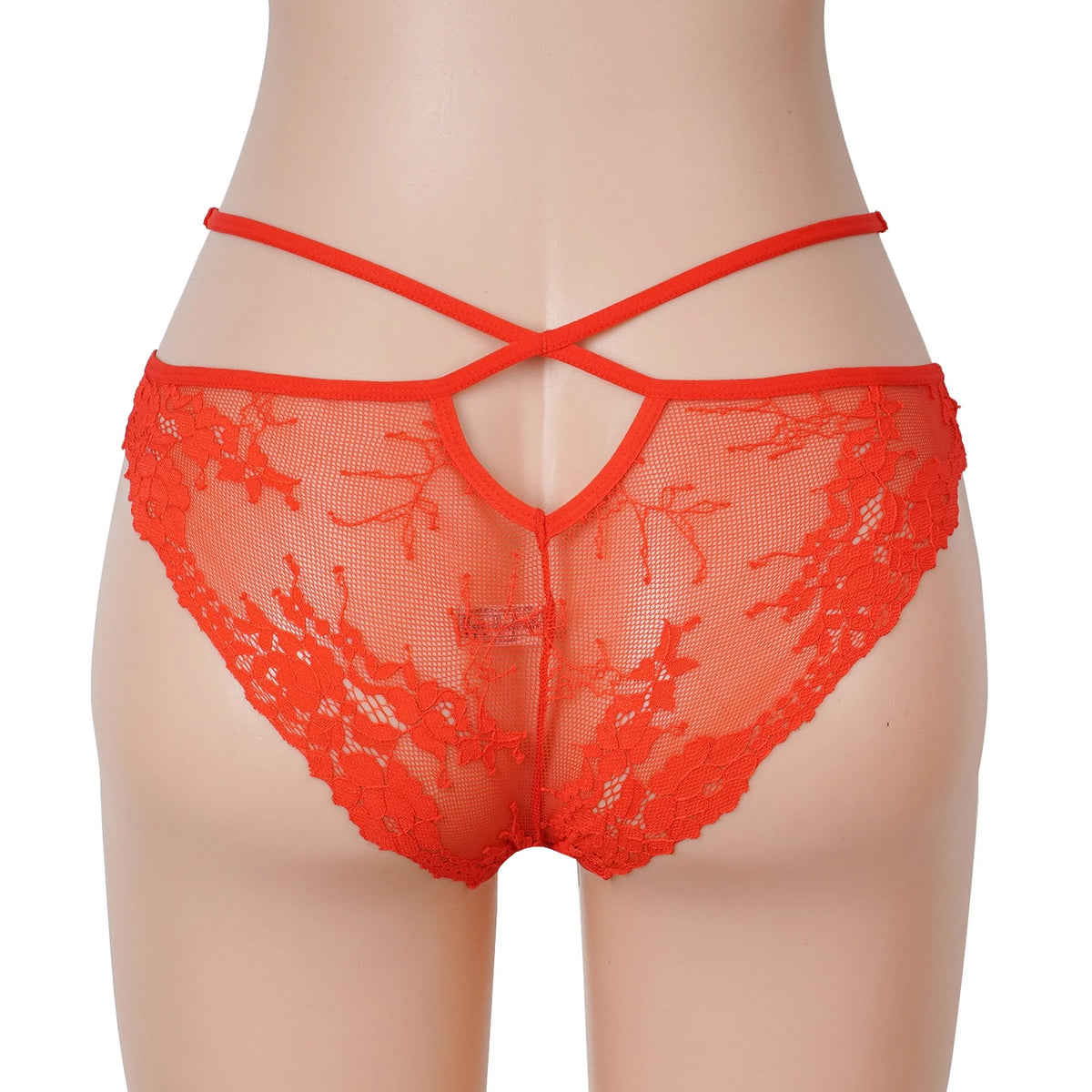Cueca Vermelha em Renda com Tiras Cruzadas - S