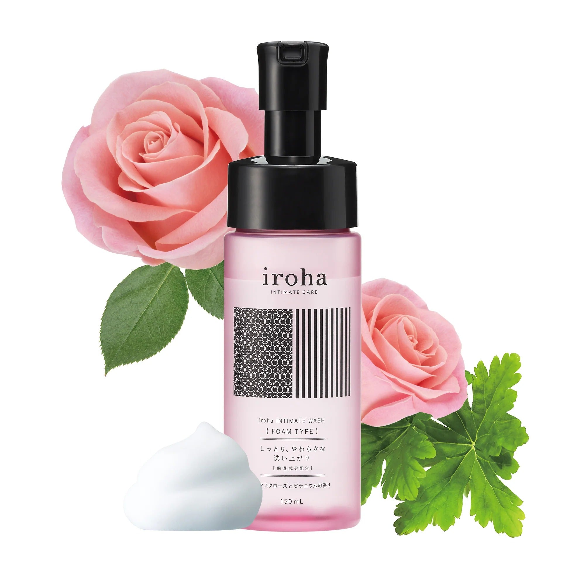 Espuma de Lavagem Íntima iroha Damask Rose & Geranium - 150ml