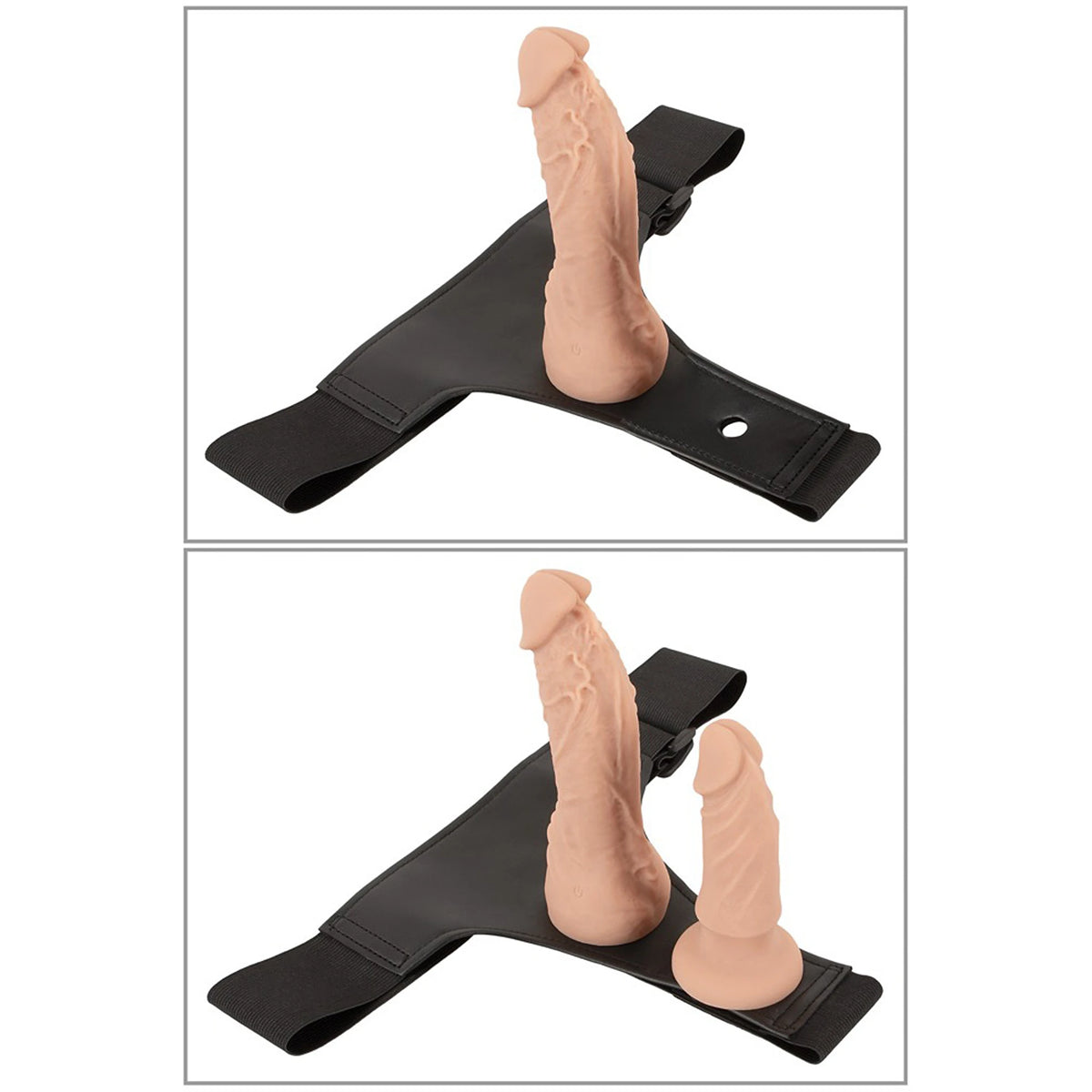 Kit Strap-On Arnês Ajustável Bege com Vibrador e 2 Dildos