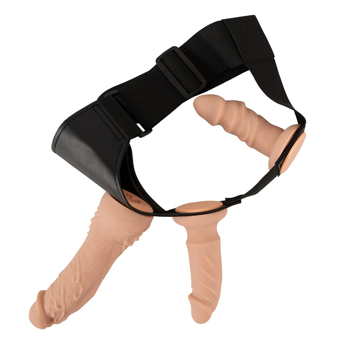 Kit Strap-On Arnês Ajustável Bege com Vibrador e 2 Dildos