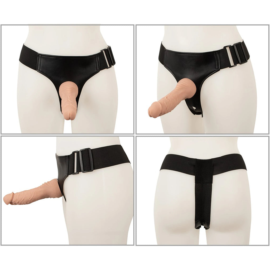 Kit Strap-On Arnês Ajustável Bege com Vibrador e 2 Dildos