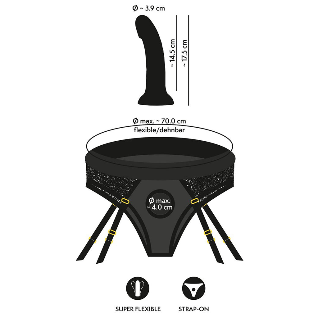 Kit Strap-On Cueca de Ligas Preta com Dildo