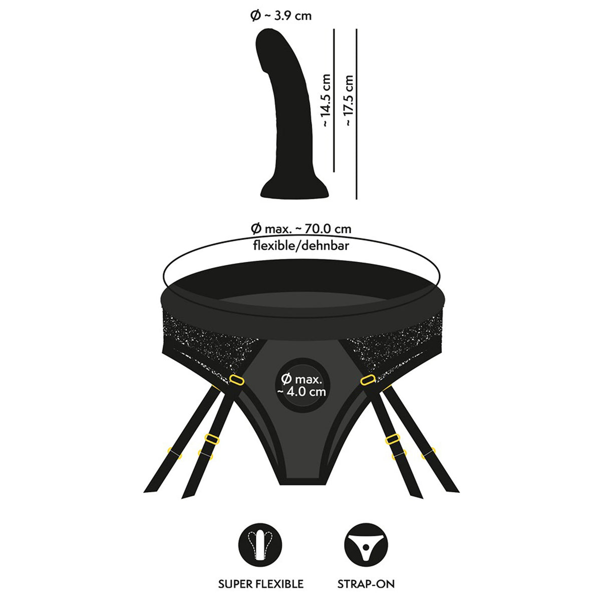 Kit Strap-On Cueca de Ligas Preta com Dildo