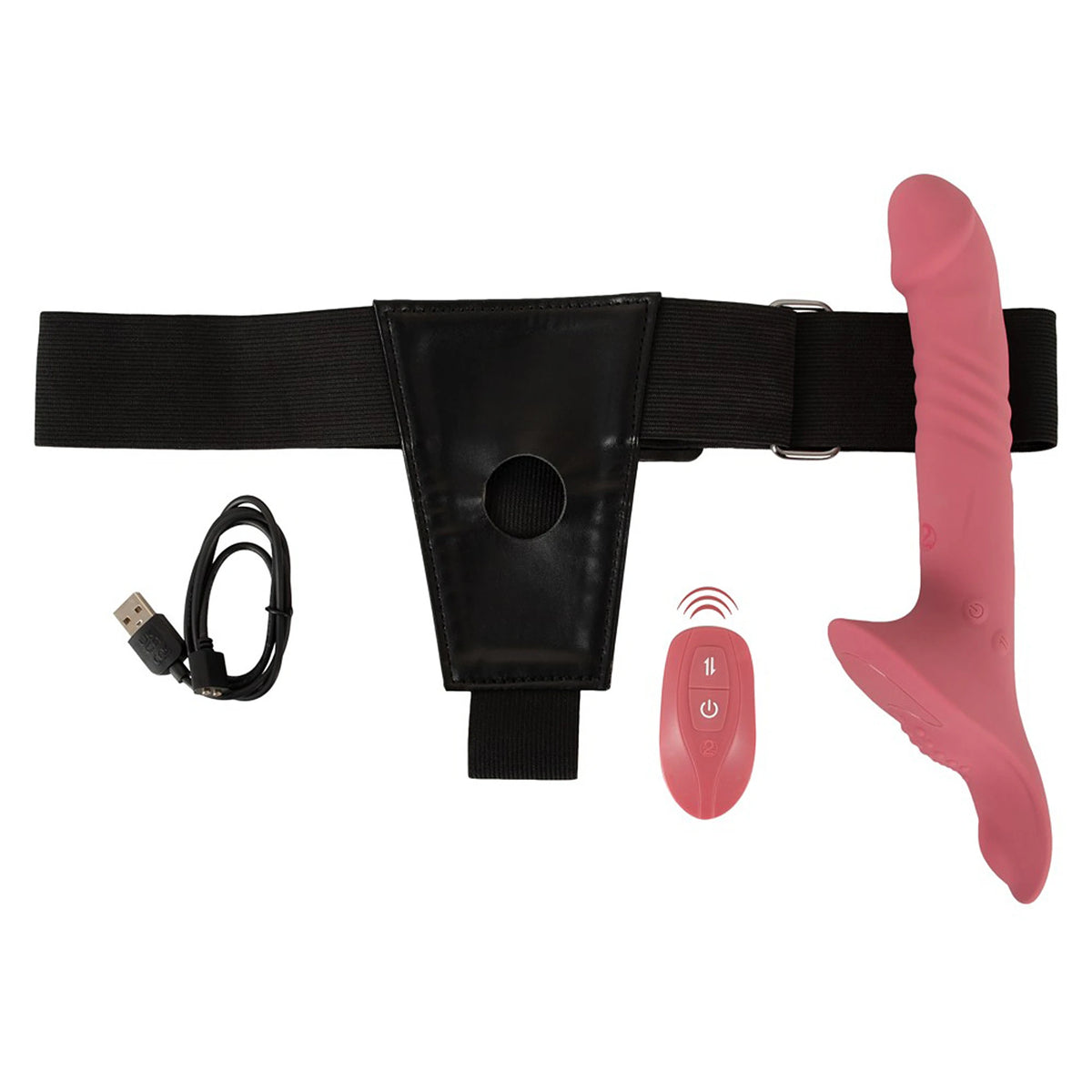 Kit Strap-On Tanga Rosa com Vibrador de Vaivém e Comando