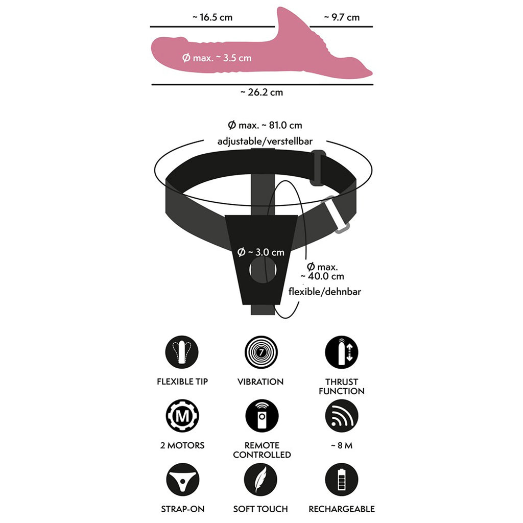 Kit Strap-On Tanga Rosa com Vibrador de Vaivém e Comando