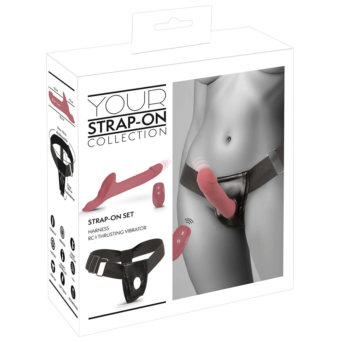 Kit Strap-On Tanga Rosa com Vibrador de Vaivém e Comando