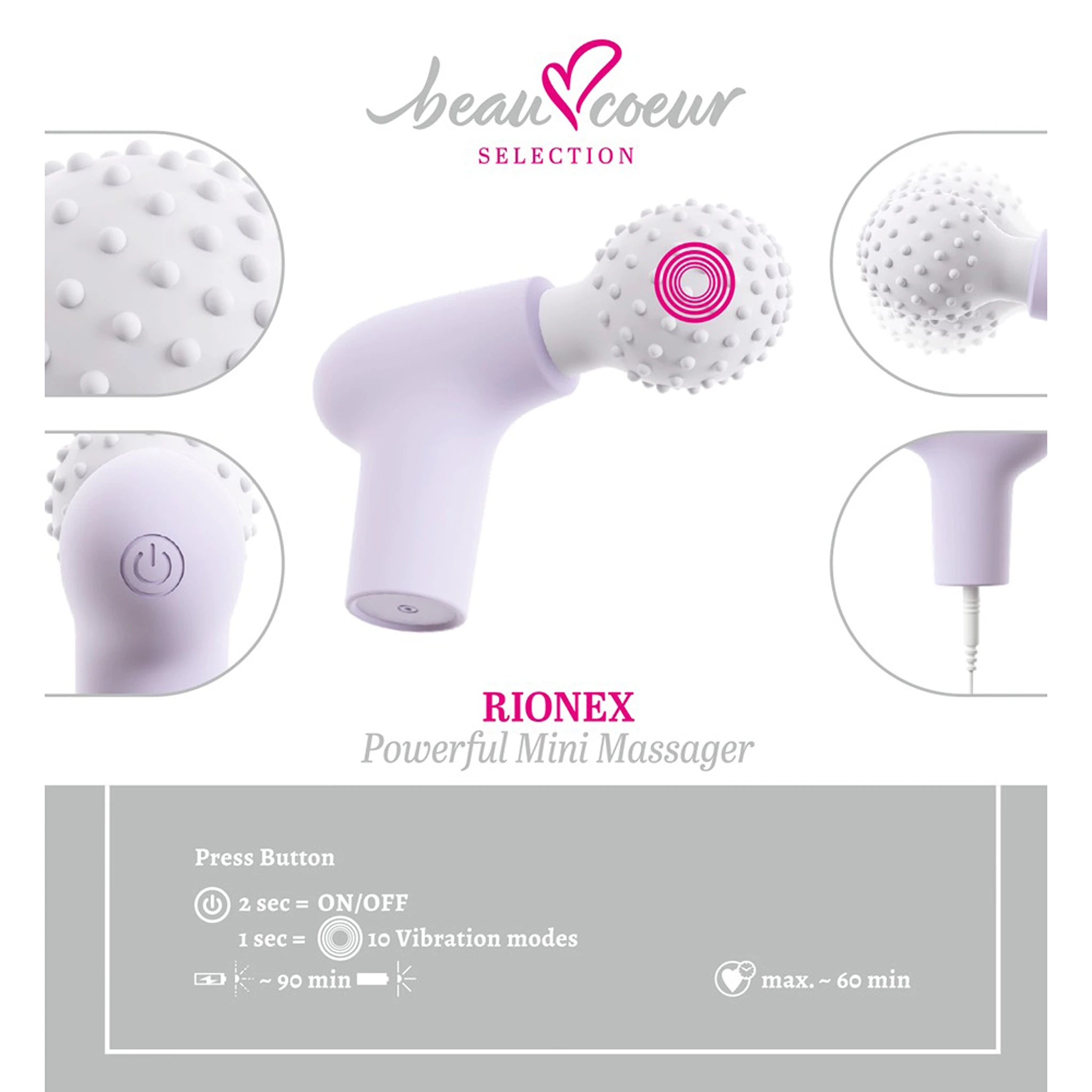 Mini Vibrador Massajador Tipo Pistola em Silicone Roxo (11,1 cm)