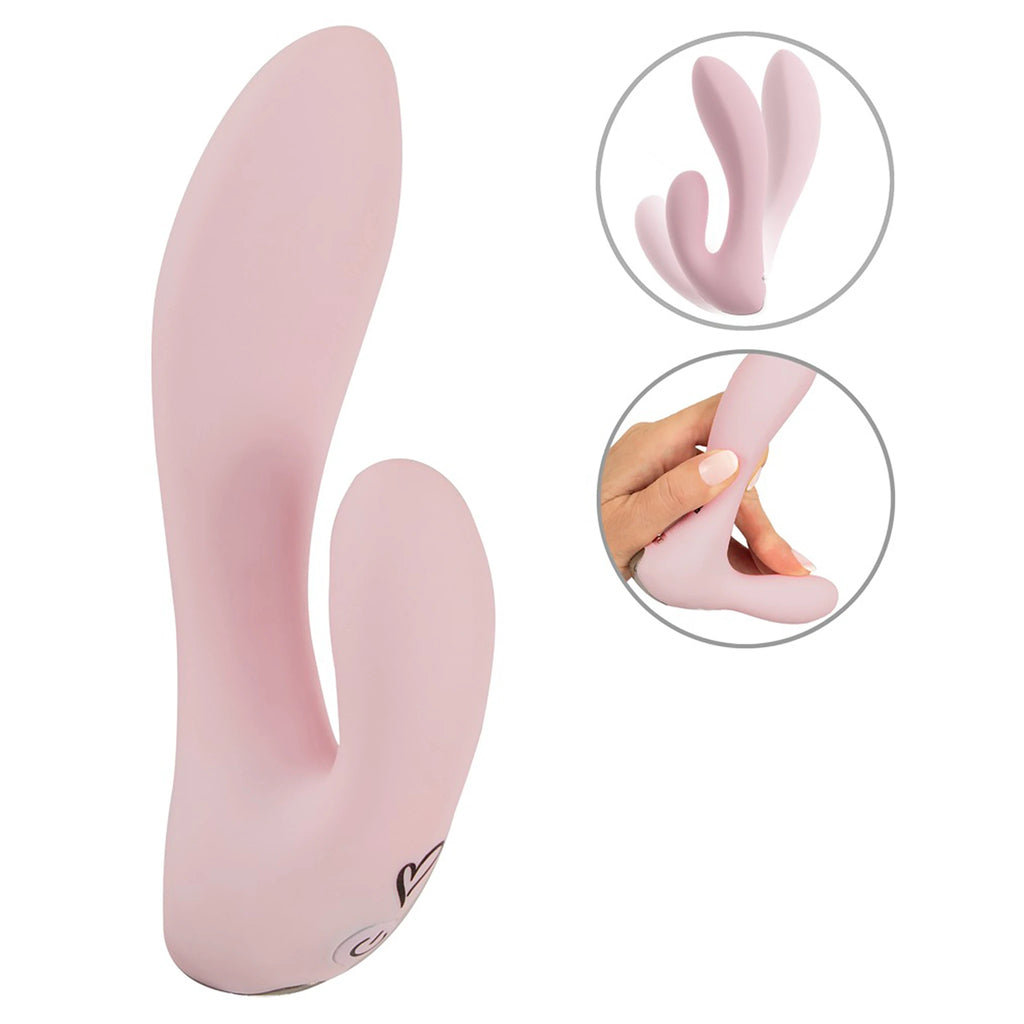 Mini Vibrador Rabbit de Silicone com Dupla Estimulação Rosa (14 cm)