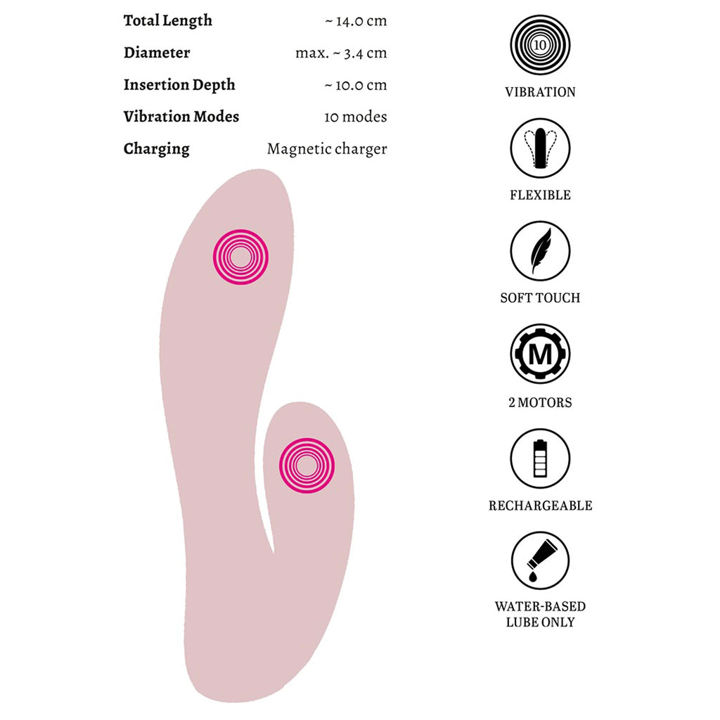 Mini Vibrador Rabbit de Silicone com Dupla Estimulação Rosa (14 cm)