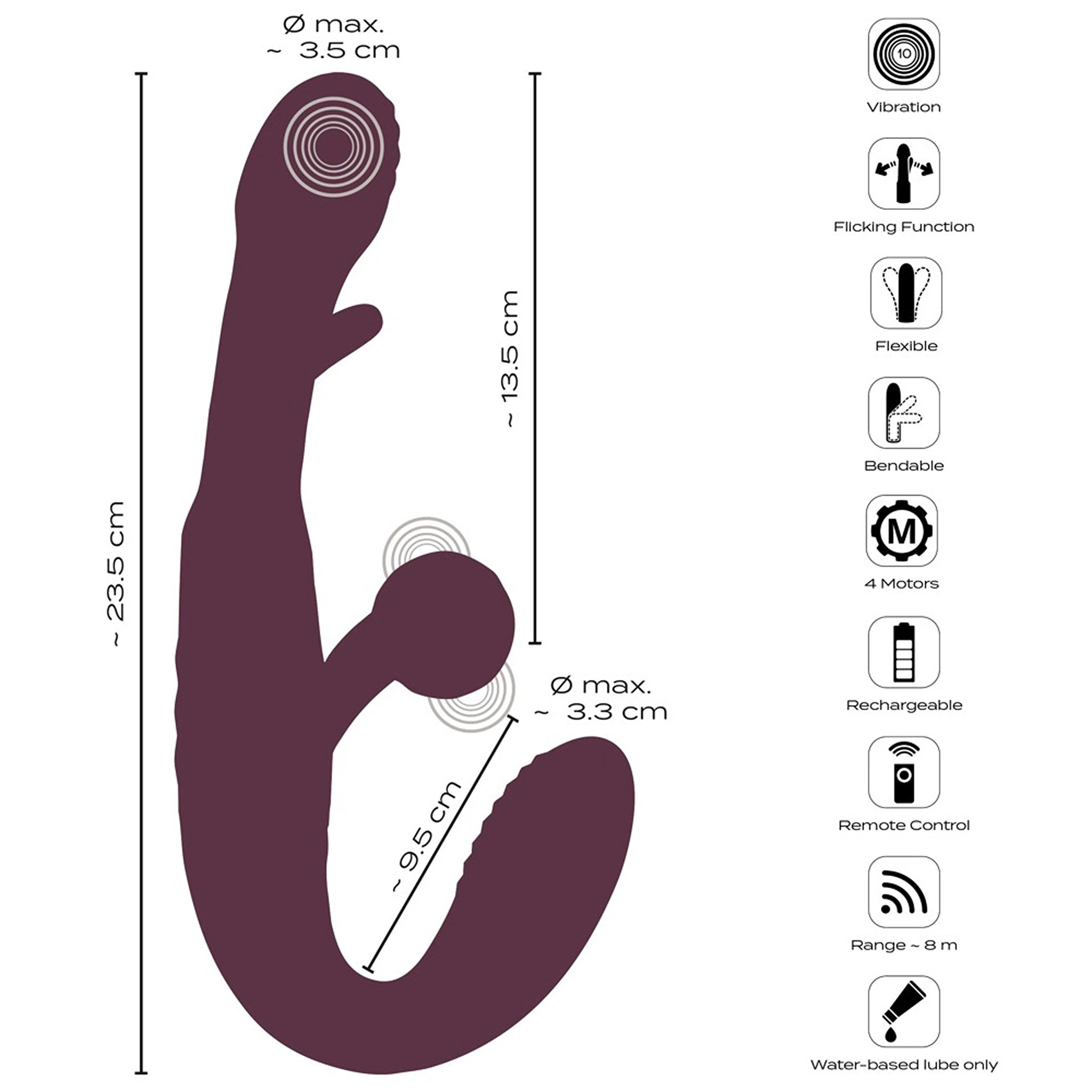 Vibrador Strap-on Sem Alças com Estimulação Dupla e Comando