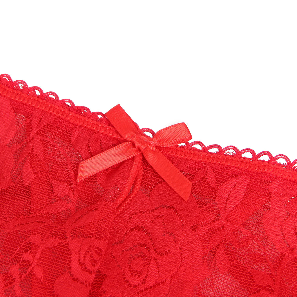 Tanga Aberta Vermelha em Renda com Tiras - XL