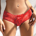 Tanga Aberta Vermelha em Renda com Tiras - XL