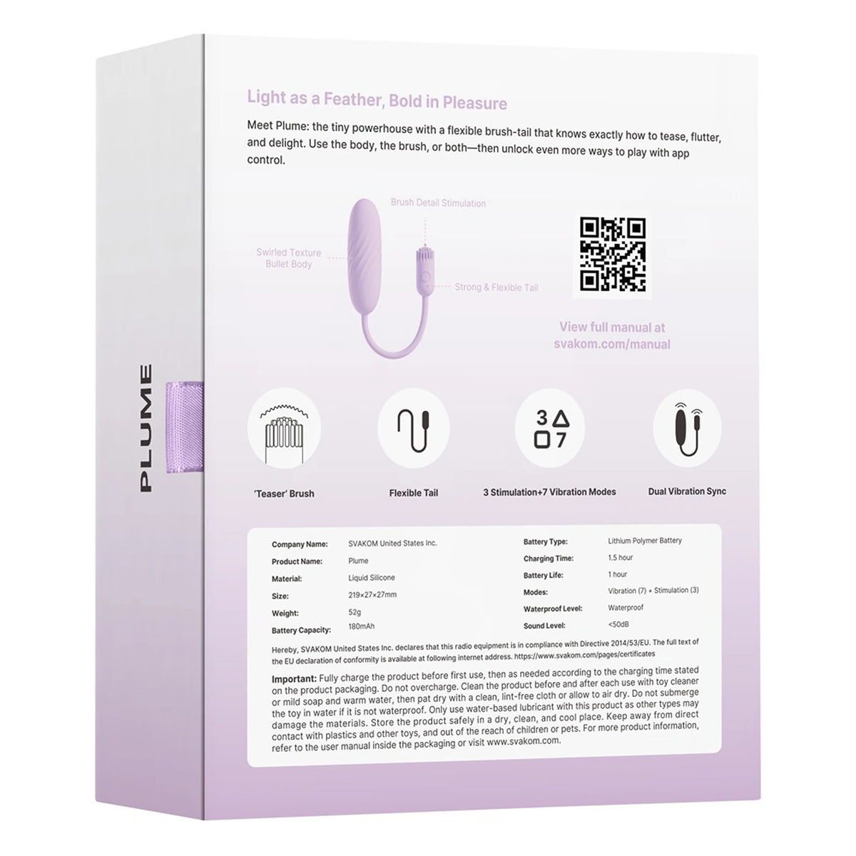 Vibrador Bala com Escova Flexível SVAKOM Plume (Com App)