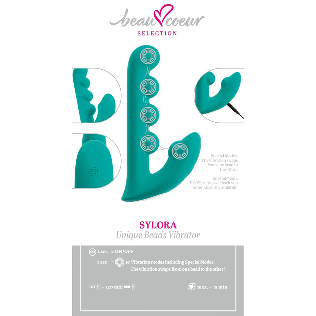 Vibrador Rabbit de Esferas em Silicone Turquesa (17 cm)