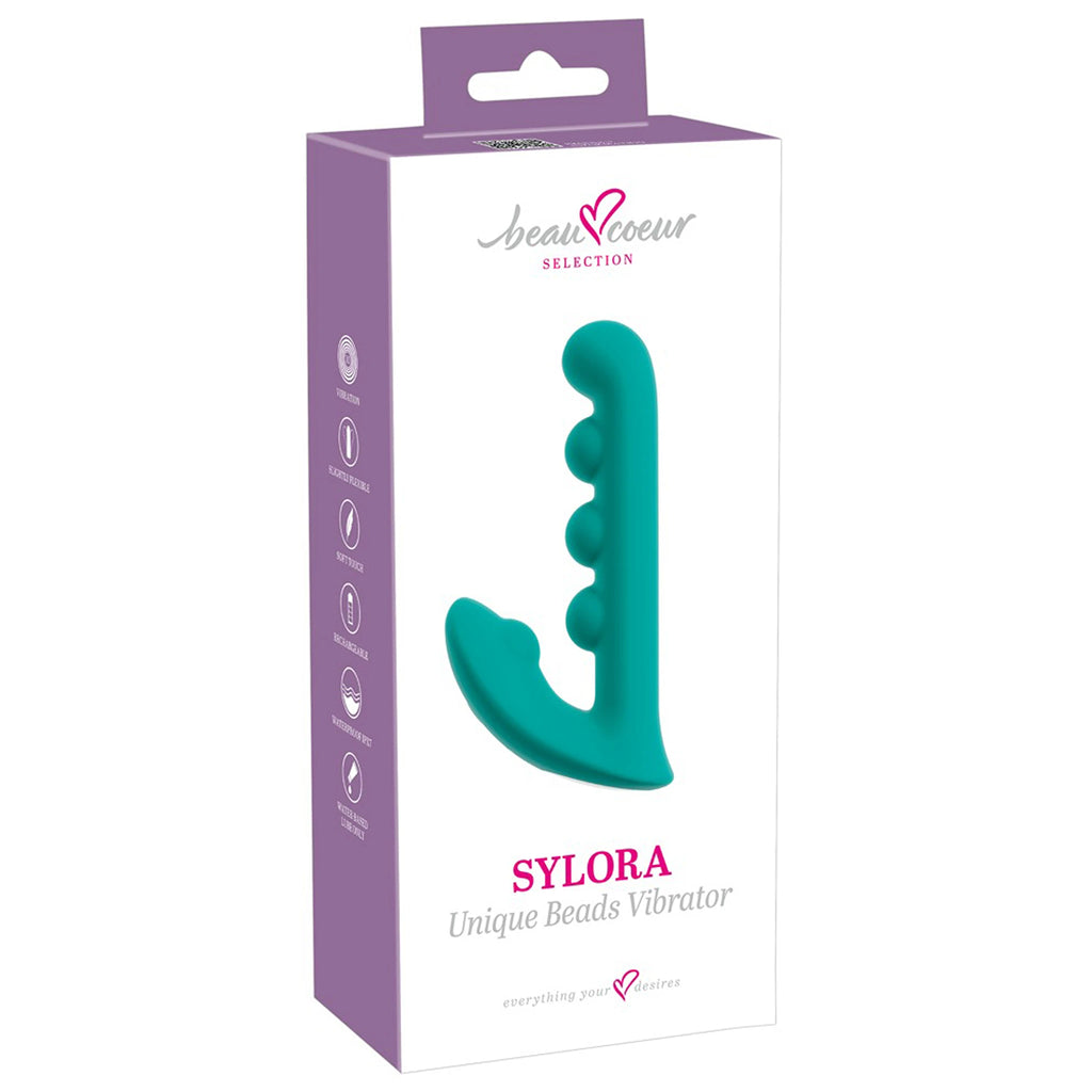 Vibrador Rabbit de Esferas em Silicone Turquesa (17 cm)