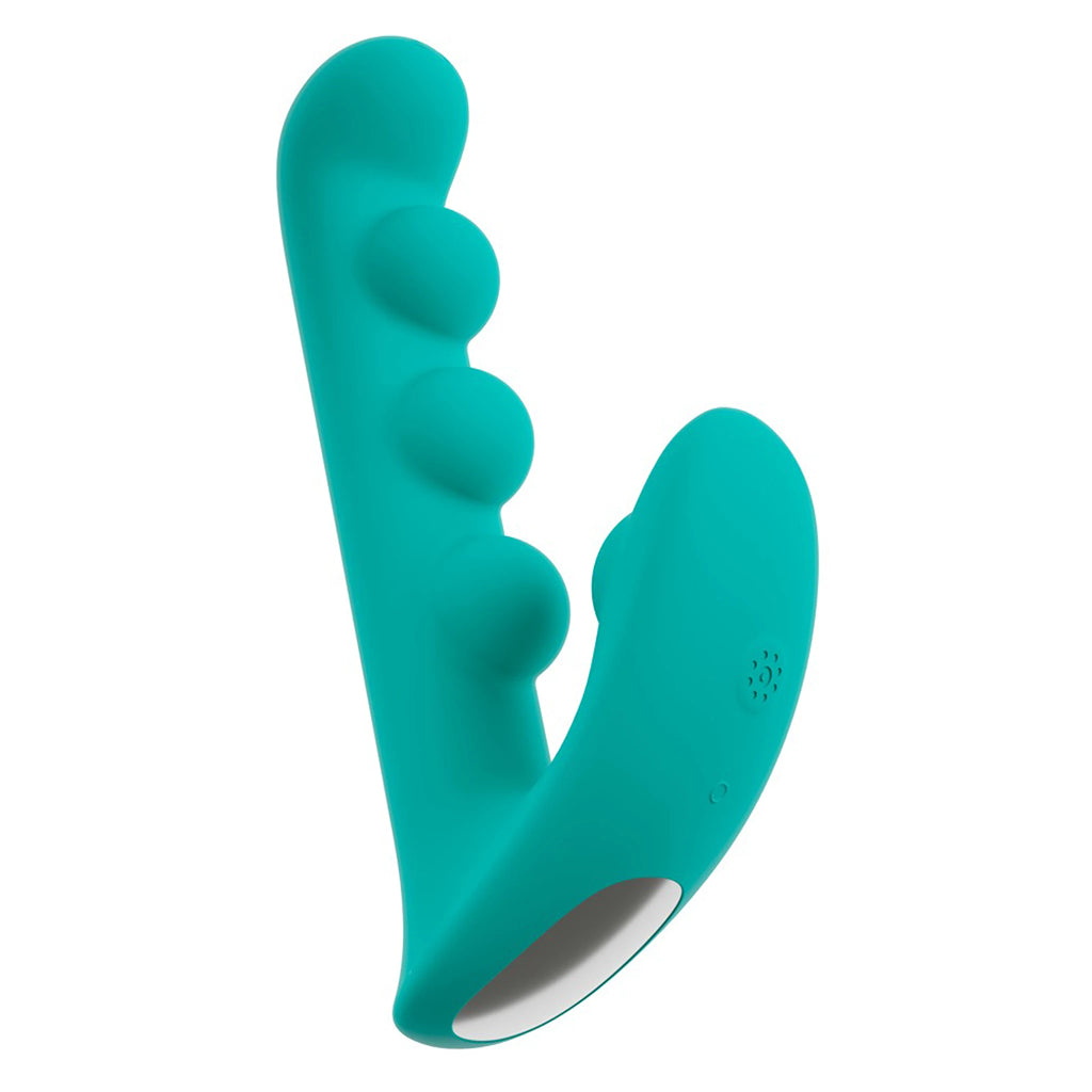 Vibrador Rabbit de Esferas em Silicone Turquesa (17 cm)