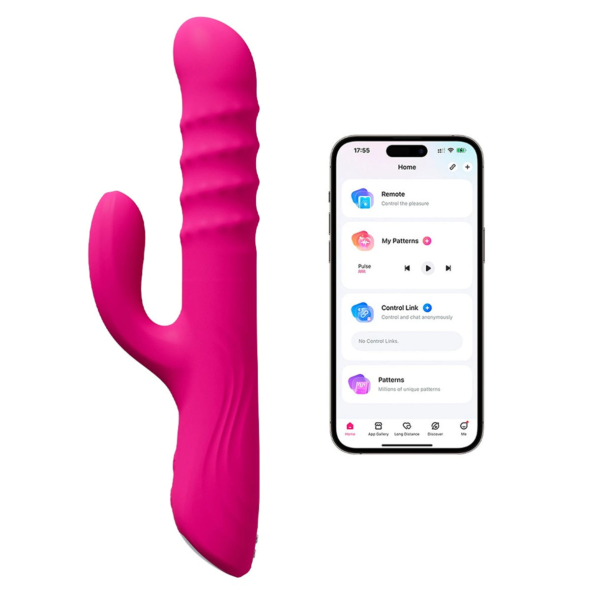 Vibrador Rabbit Rotativo Lovense Velvo Rosa c/ Controlo por App