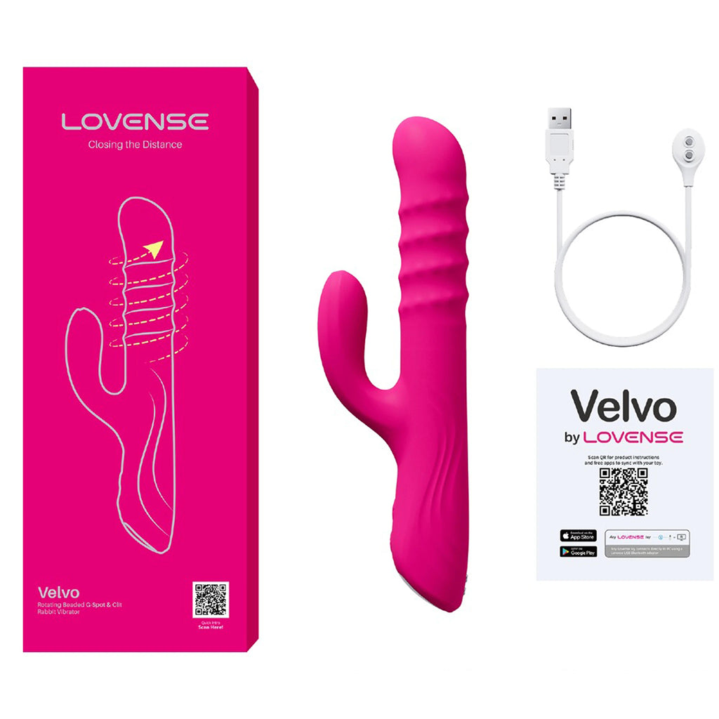 Vibrador Rabbit Rotativo Lovense Velvo Rosa c/ Controlo por App