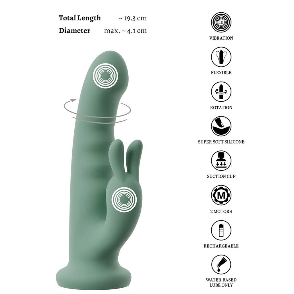 Vibrador Rabbit Rotativo de Silicone com Ventosa