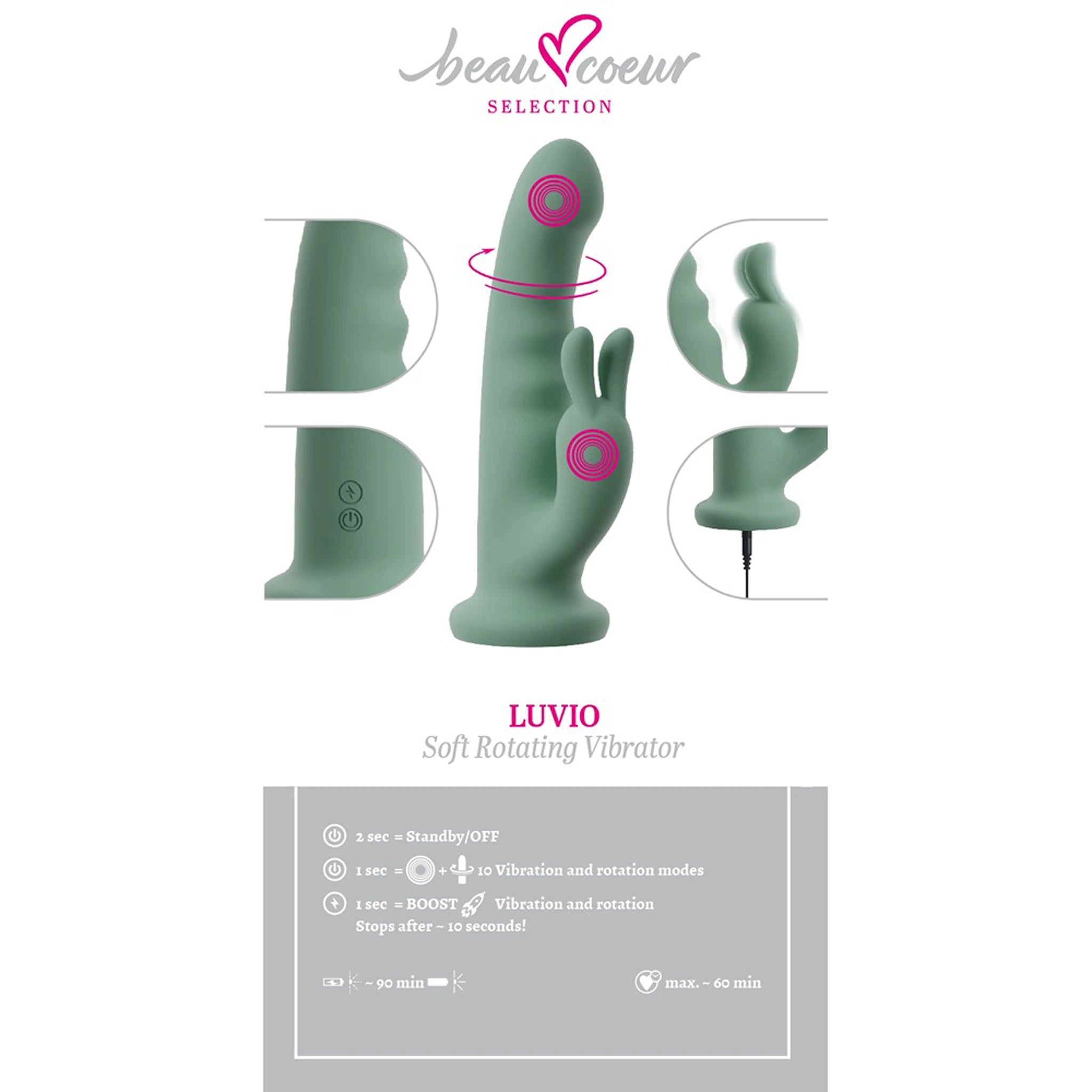 Vibrador Rabbit Rotativo de Silicone com Ventosa