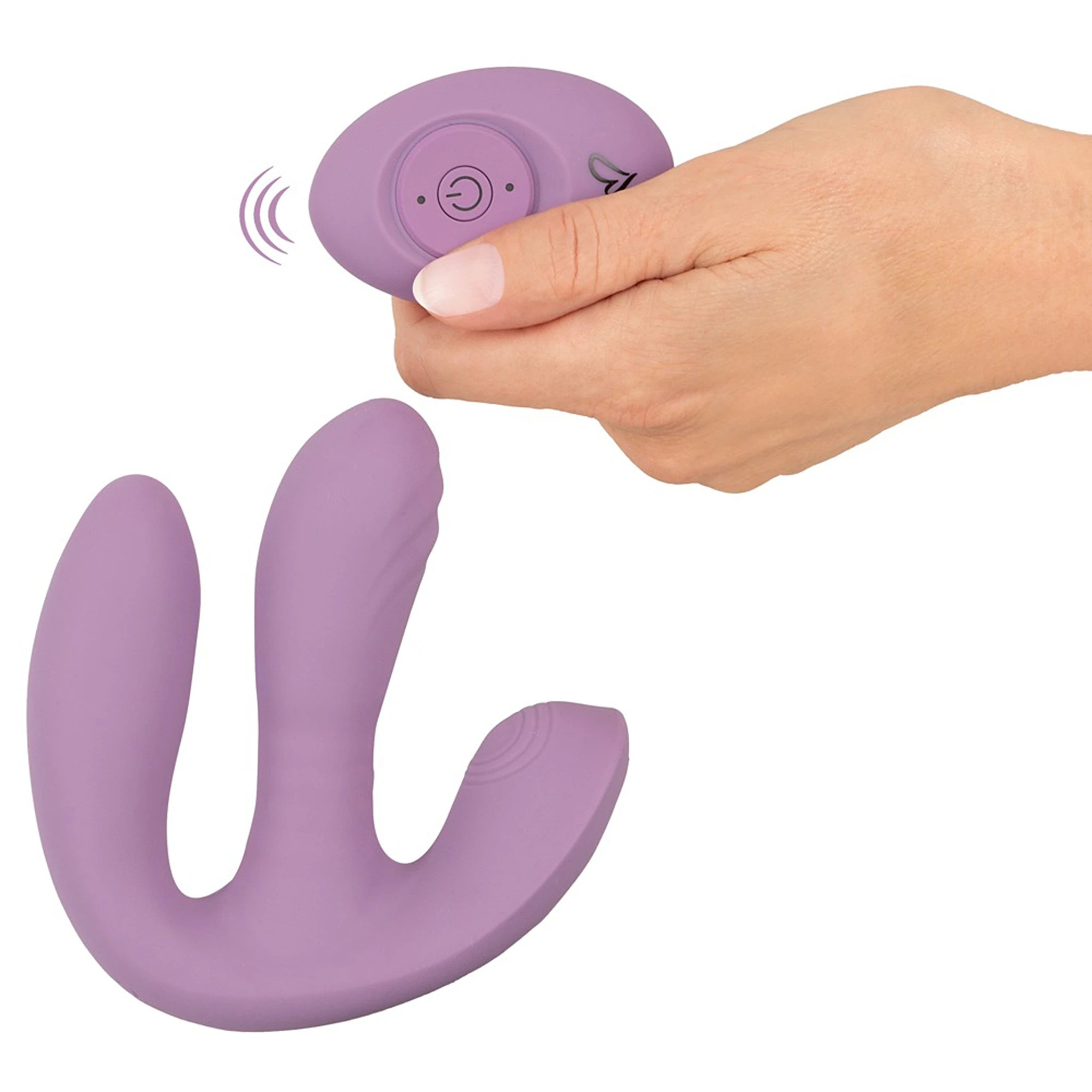 Vibrador Triplo de Silicone com Função Vaivém e Comando Roxo (12,2 cm)
