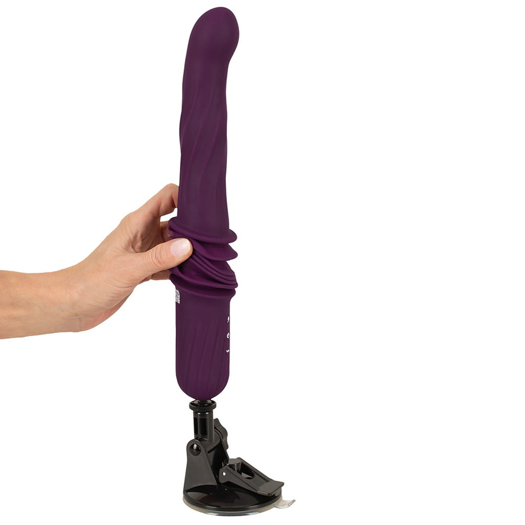 Vibrador de Vaivém de Silicone com Aquecimento, Ventosa e Comando - Roxo